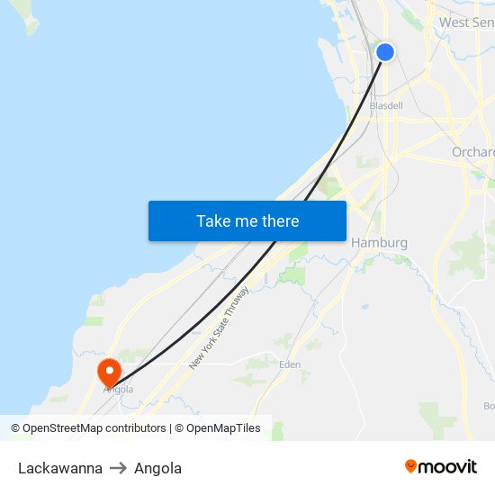 Lackawanna to Angola map