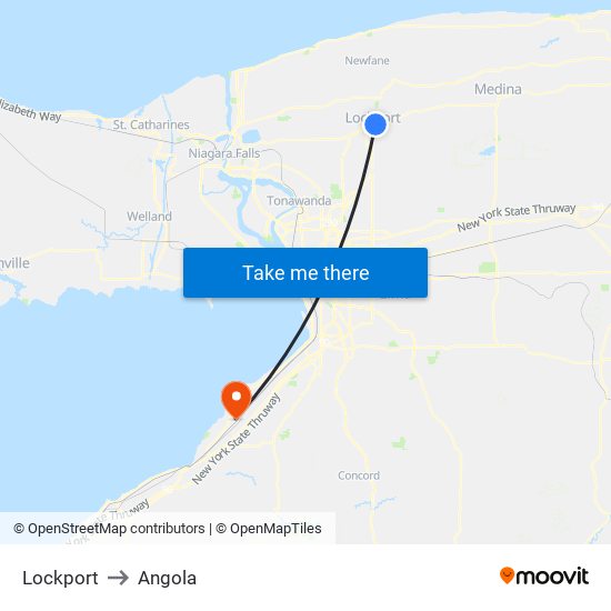 Lockport to Angola map