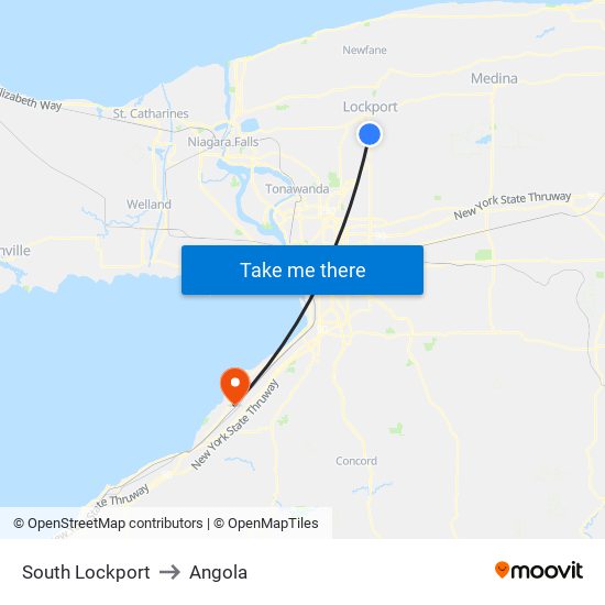 South Lockport to Angola map