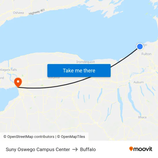 Suny Oswego Campus Center to Buffalo map