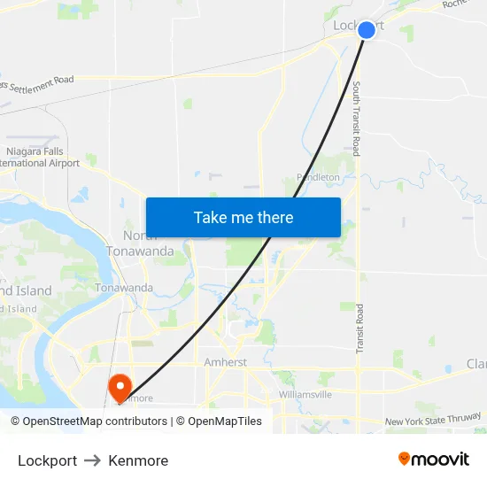 Lockport to Kenmore map