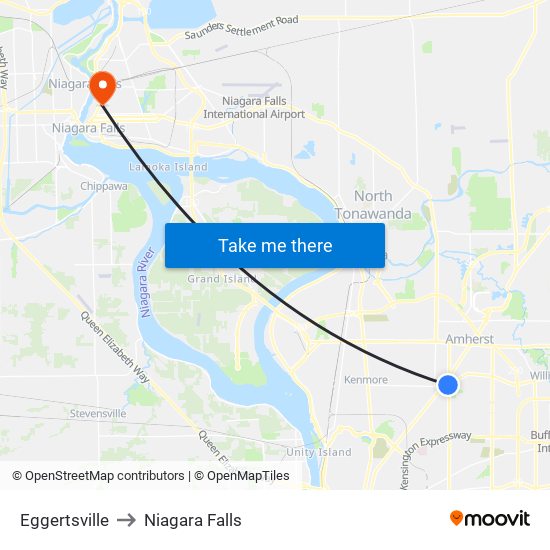 Eggertsville to Niagara Falls map