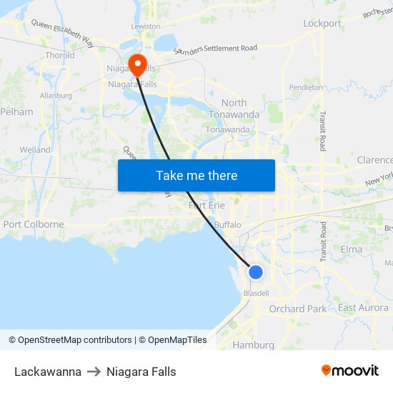 Lackawanna to Niagara Falls map