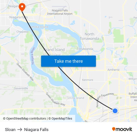 Sloan to Niagara Falls map
