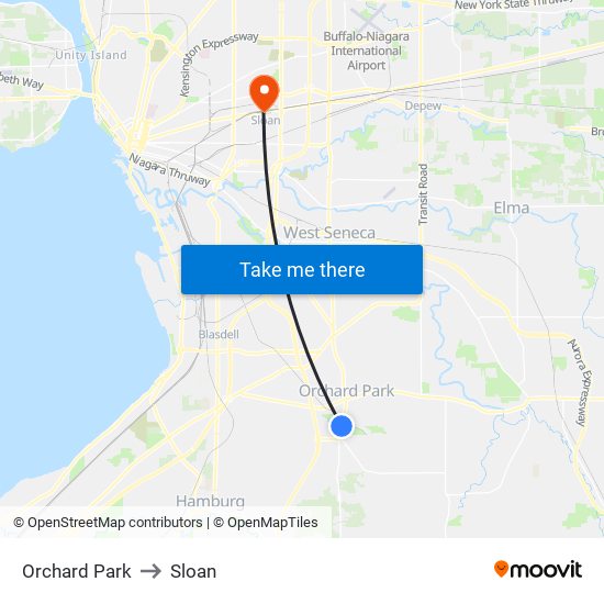 Orchard Park to Sloan map