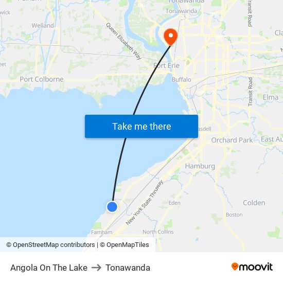 Angola On The Lake to Tonawanda map