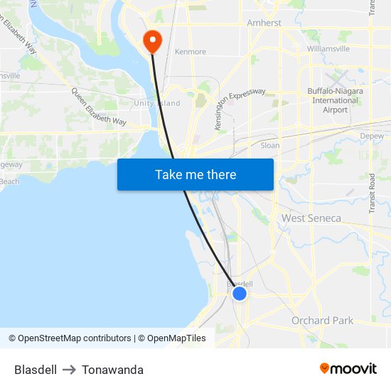 Blasdell to Tonawanda map