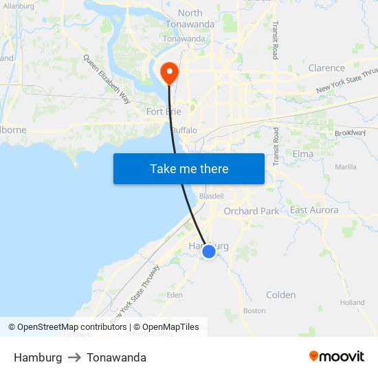 Hamburg to Tonawanda map