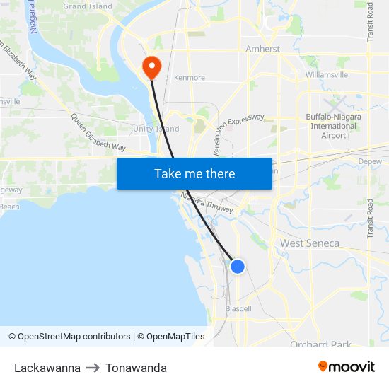 Lackawanna to Tonawanda map