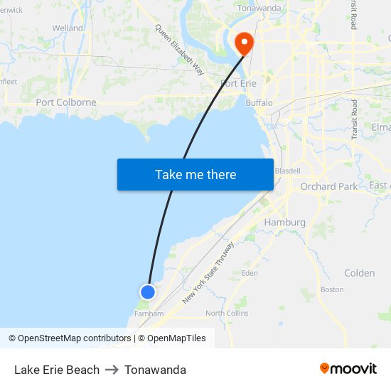 Lake Erie Beach to Tonawanda map
