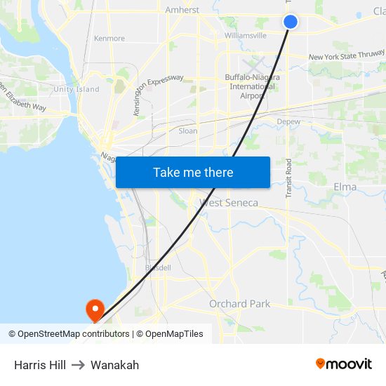 Harris Hill to Wanakah map