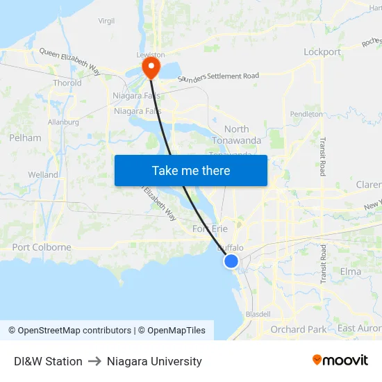 Dl&W Station to Niagara University map