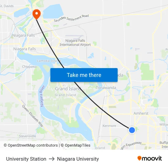 University Station to Niagara University map