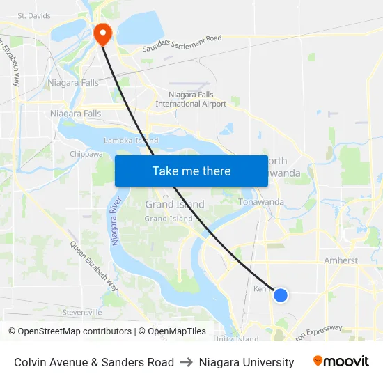 Colvin Avenue & Sanders Road to Niagara University map