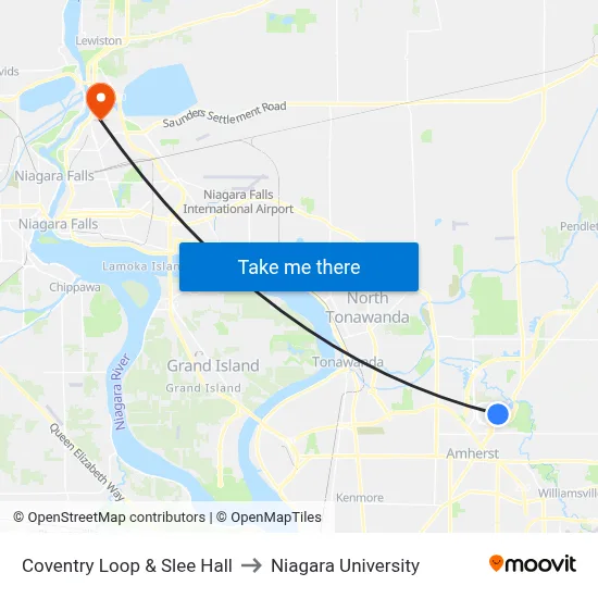 Coventry Loop & Slee Hall to Niagara University map