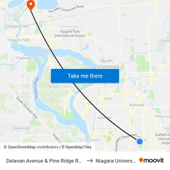 Delavan Avenue & Pine Ridge Road to Niagara University map