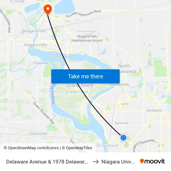 Delaware Avenue & 1978 Delaware Avenue to Niagara University map