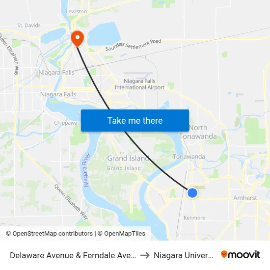 Delaware Avenue & Ferndale Avenue to Niagara University map