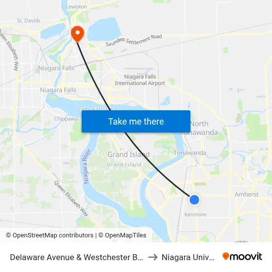 Delaware Avenue & Westchester Boulevard to Niagara University map
