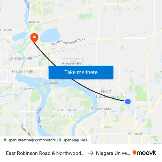 East Robinson Road & Northwood Medical to Niagara University map