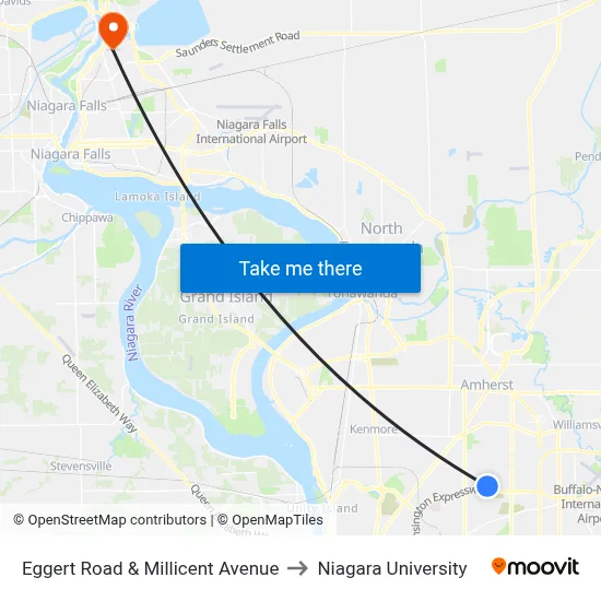 Eggert Road & Millicent Avenue to Niagara University map