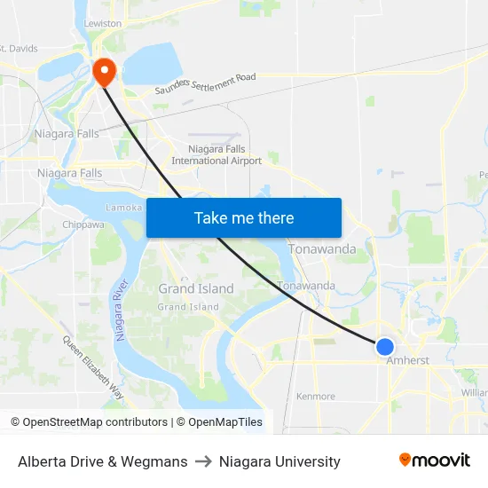 Alberta Drive & Wegmans to Niagara University map