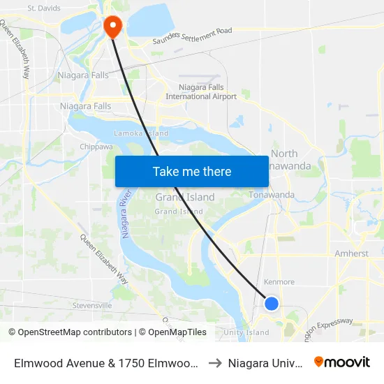 Elmwood Avenue & 1750 Elmwood Avenue to Niagara University map
