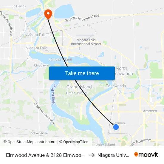 Elmwood Avenue & 2128 Elmwood Avenue to Niagara University map