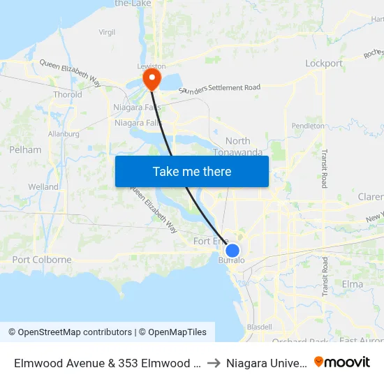 Elmwood Avenue & 353 Elmwood Avenue to Niagara University map