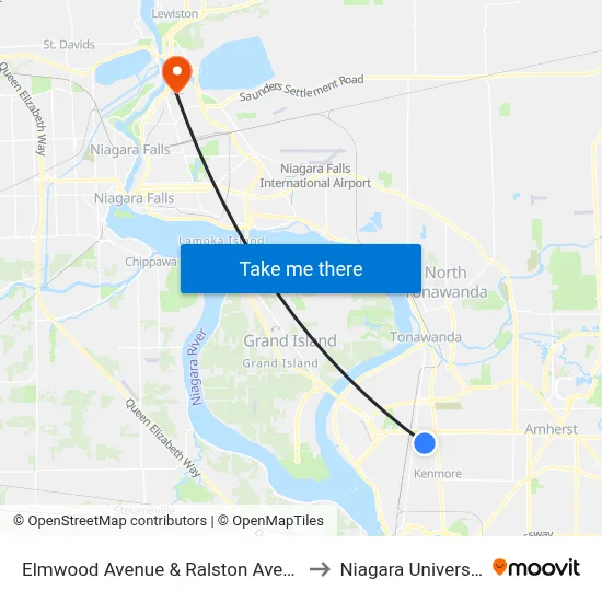 Elmwood Avenue & Ralston Avenue to Niagara University map