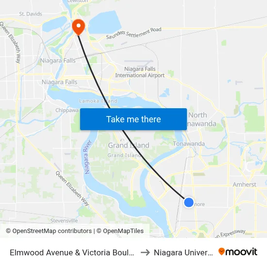 Elmwood Avenue & Victoria Boulevard to Niagara University map
