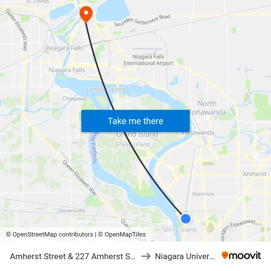 Amherst Street & 227 Amherst Street to Niagara University map