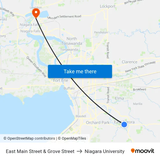 East Main Street & Grove Street to Niagara University map