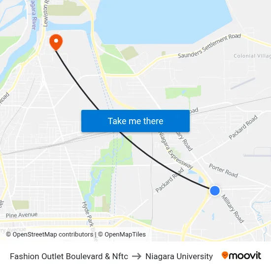 Fashion Outlet Boulevard & Nftc to Niagara University map