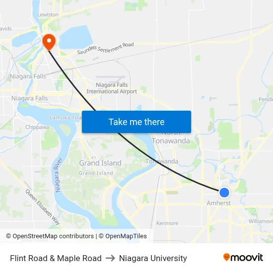 Flint Road & Maple Road to Niagara University map