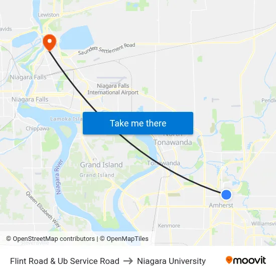 Flint Road & Ub Service Road to Niagara University map
