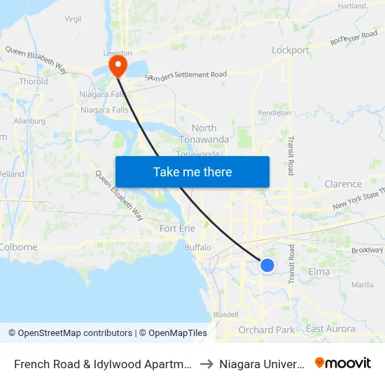French Road & Idylwood Apartments to Niagara University map
