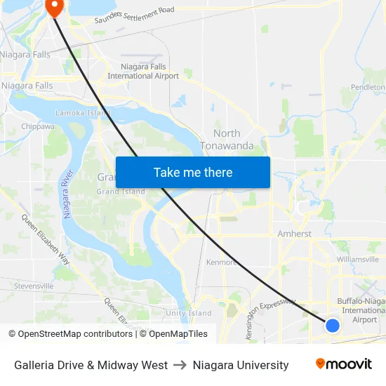 Galleria Drive & Midway West to Niagara University map