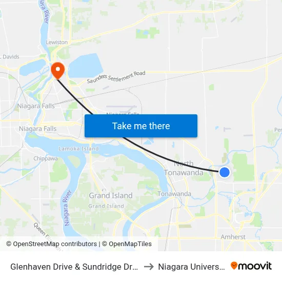 Glenhaven Drive & Sundridge Drive to Niagara University map
