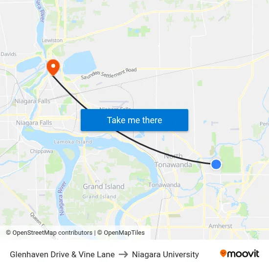 Glenhaven Drive & Vine Lane to Niagara University map