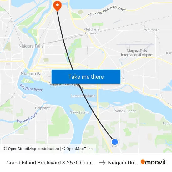 Grand Island Boulevard & 2570 Grand Island Boulevard to Niagara University map