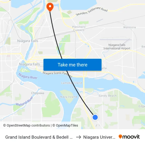 Grand Island Boulevard & Bedell Road to Niagara University map