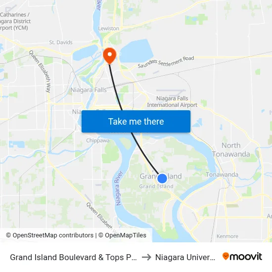 Grand Island Boulevard & Tops Plaza to Niagara University map