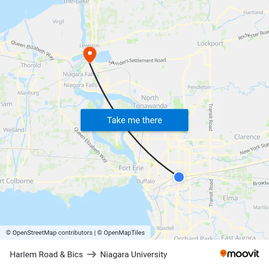 Harlem Road & Bics to Niagara University map