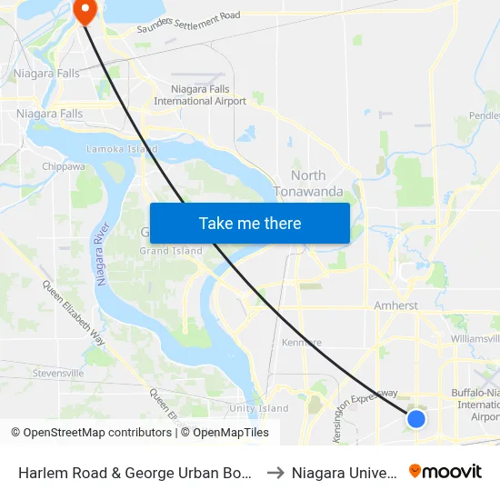 Harlem Road & George Urban Boulevard to Niagara University map