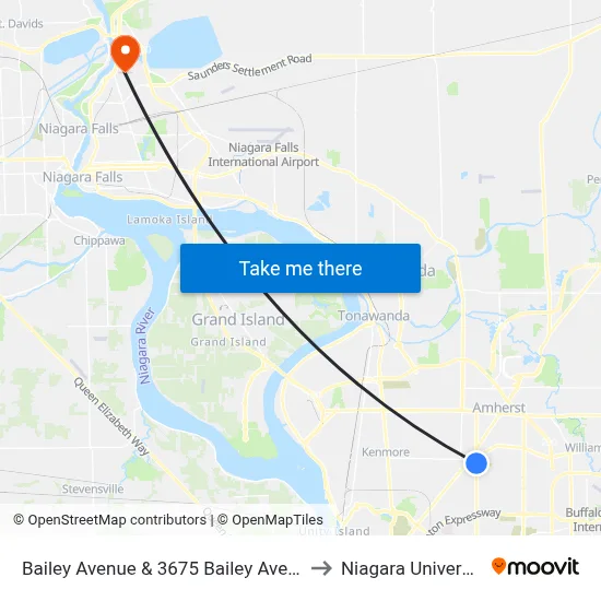 Bailey Avenue & 3675 Bailey Avenue to Niagara University map