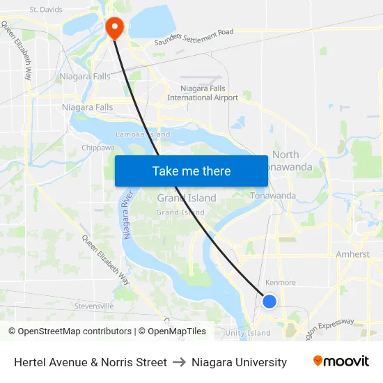 Hertel Avenue & Norris Street to Niagara University map