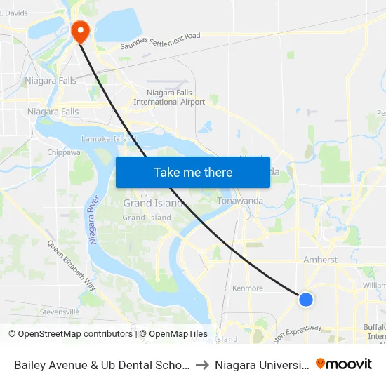 Bailey Avenue & Ub Dental School to Niagara University map