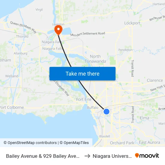 Bailey Avenue & 929 Bailey Avenue to Niagara University map