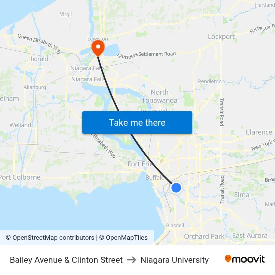 Bailey Avenue & Clinton Street to Niagara University map